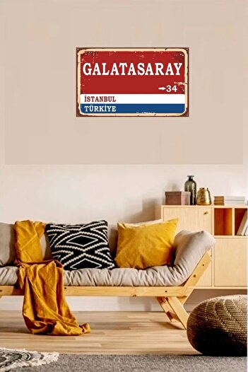 hediyesepetin Galatasaray Yön Tabelası Retro Vintage Ahşap