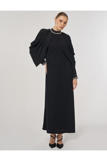 Kayra Embroidered Stylish Dress Black