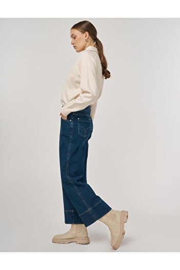 Kayra Çima Stitched Denim Trousers Navy Blue