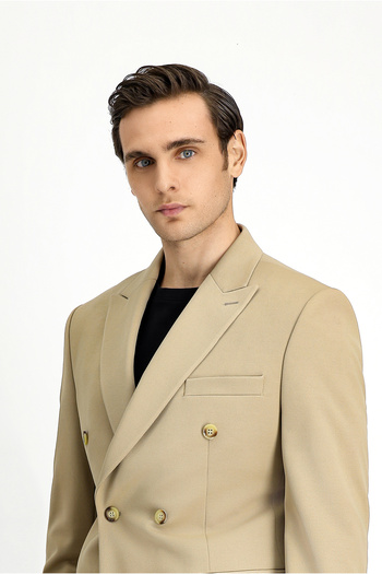 Kiğılı Slim Fit Dar Kesim Kruvaze Takım Elbise