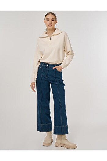 Kayra Çima Stitched Denim Trousers Navy Blue