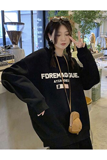 VBSVİBES CREW NECK Oversize Sweatshirt Black ATZA