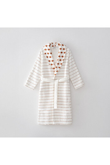 Ecocotton Imre Women's Bathrobe 100% Organic Cotton Jacquard Terra