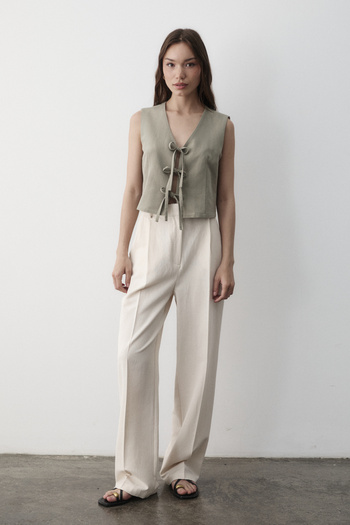 JASTE Women's Çağla Tie-Up Linen Vest