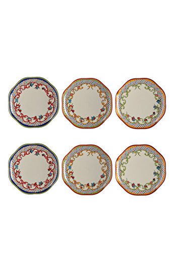 Lucky Art Luckyart Fiora Bone 19cm 6Li Plate Set
