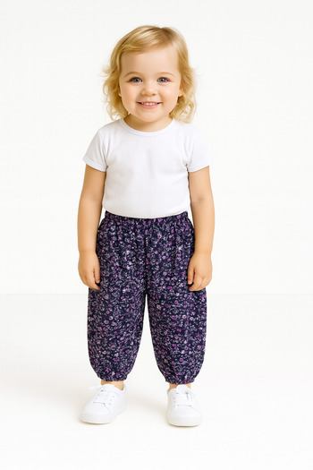 sinankardeşler Girl's Elastic Viscose Patterned Shalwar