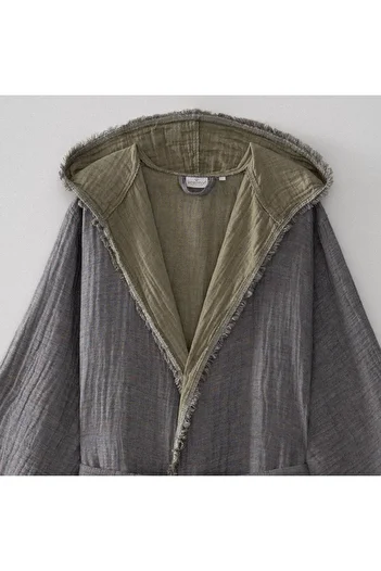 Ecocotton Muna Men's Bathrobe 100% Organic Cotton Inject Green-Anthracite