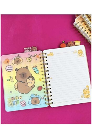 ALPA STORE Capybara Kapibara A5 Hologram Cover Spiral 120 Sheets Lined Notebook with Bookmark