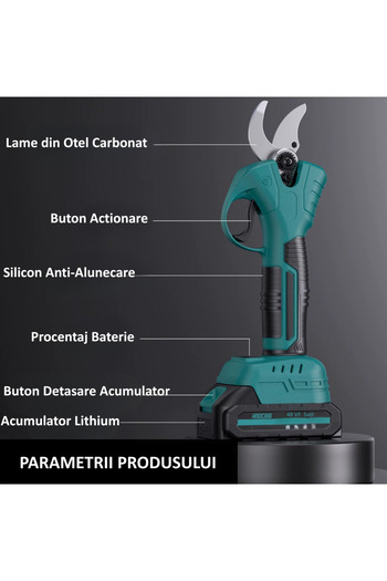 Blasko Professional electric pruner 48V 5Ah with 2 batteries for vines and branches
