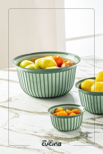 Stile Cucina 4 Piece Linea Round Practical Bowl Dowry Set 1X(500 ml) 1X(1-2-3 Liter) Green