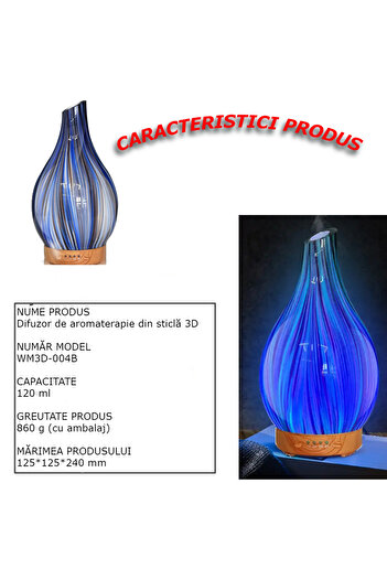 GBV LOGIC Difuzor aromaterapie,cu ultrasunete GBV LOGIC cu ulei aromatic , 3D, 7 culori LED reglabile