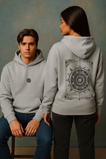 By Caspita Fashion Lenithra Килим з принтом на спині, унісекс, оверсайз, сірий худі