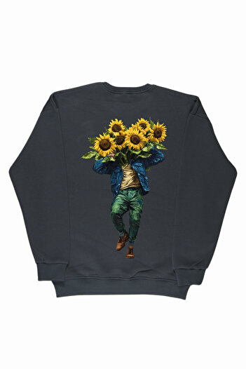 By Caspita Fashion Lenithra Van Gogh Back Printed Unisex Oversize Smoked Sweatshirt