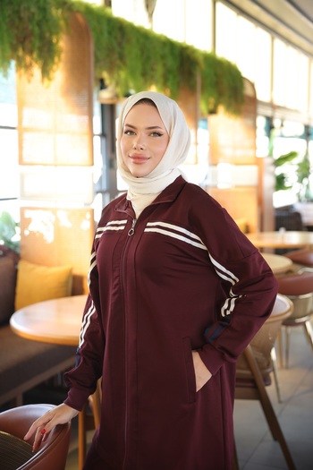 MİMİ Luxury Wear Γυναικείο Σετ Αθλητικής Φόρμας Hijab με φερμουάρ & Σετ κάτω επάνω