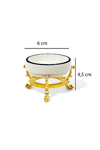 EVSTYLE Gold Colored 2-Piece Porcelain Turkish Delight Footed Set