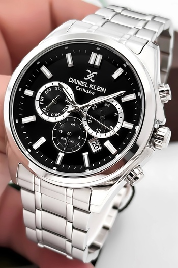 Daniel Klein Men's Wrist Watch Exclusive Steel Band with Bracelet Gift Silver-Black Zmdk1192