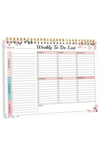 Choice 403 Weekly Planner Pad Spiral Weekly Planner Undated 52-page To-do List Pad, 8.5*11 ". Weekly Desk T