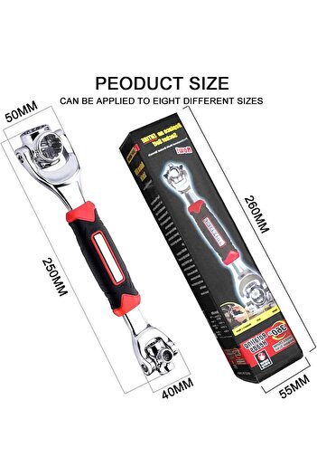 TIGERJACK Tiger Wrench - Universal Socket Wrench 360 Degree Swivel Rotating Head, Multifunctional Wrench Spann