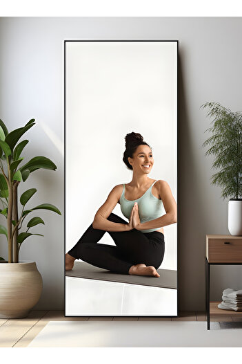 Taimi Large Mirror With Elegant Design 160x50 Cm-full Length Mirror With Black Metal Frame And Back Stand