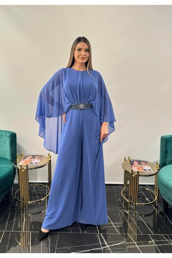 White Corner 3240 Chiffon Fabric Jumpsuit