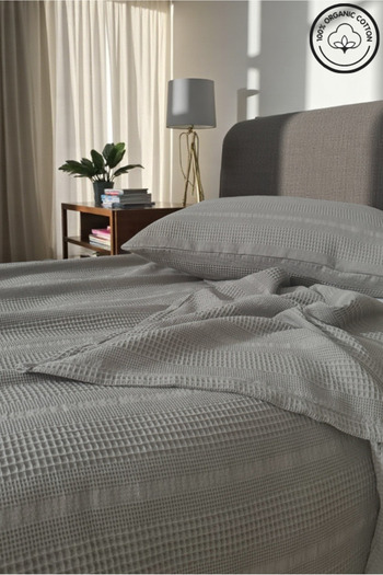 VESSİNOHOME 100% Cotton Single Pique Set with Border (Pique-160X230, Pillowcase-50*70) Soft & Breathable
