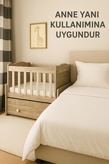 Kaktüs Avm Çekmeceli Sallanır Anne Yanı Bebek Beşiği 50 x 100