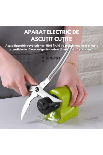 SDEPOT SDEPOT electric knife sharpener, powered by 4 AA batteries, green