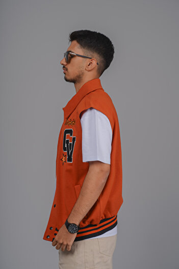 Butik Shirt Collar Snap Closure Oversize Vest