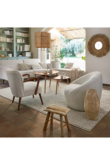 Atmosphera Créateur D'intérieur Atmosphera Woody stool made of wood, 31 cm, beige