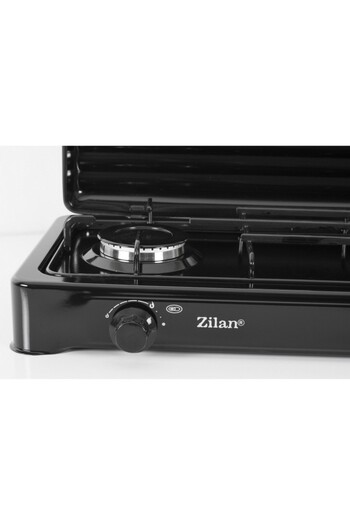 Zilan 2-burner gas stove ZLN-0025, black color, use only LPG cylinder,