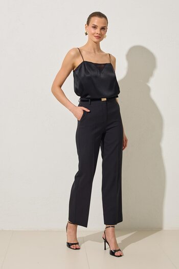 Setre Black belt detailed full pattern pants