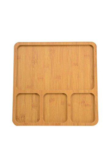 Generic 4 Division Serving Plate Brown 30x30cm