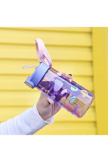 XTRIKE ME Drinking Bottle Colorful Drinking Bottle with Straw for Primary School Children 600 ml Bpa Free