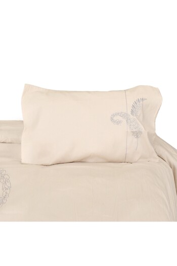 Ferrucci Frochi Beige Silver Embroidered Duvet Set King, Double, 9 Piece Set