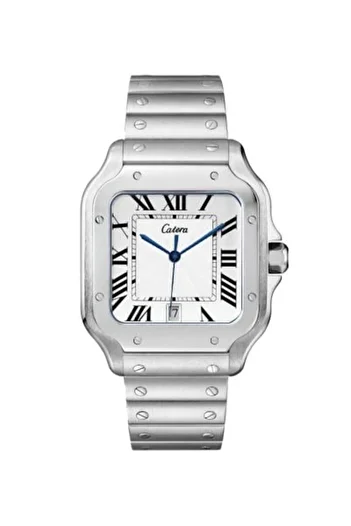 catera Men's watch with a silver-colored steel strap and a white dial