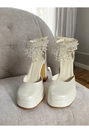 Felisya Butik Color Pearl Stone Platform Heeled Evening Dress Shoes 10Cm-Feli̇syabuti̇k