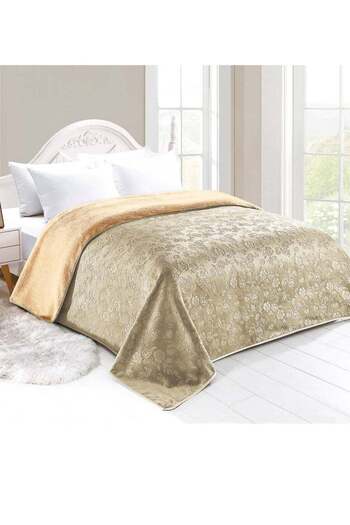 Generic Double-Sided Blanket with Soft Velvet and Warm Fur Design 240x200 cm