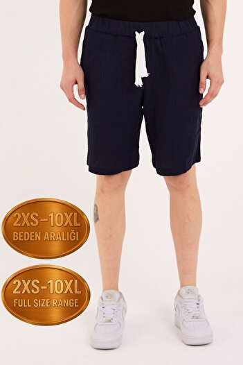 RELAXL 100% Cotton Unisex Navy Blue Muslin Shorts from 2XS to 10XL