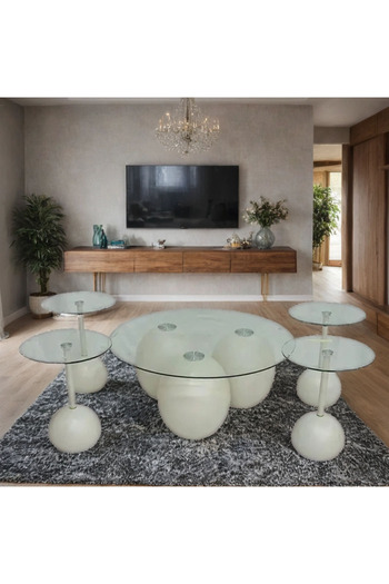 Tasamem Dafia 5-piece round glass table set