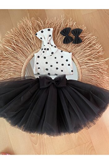 EBRU ÖZÖRGÜCÜ Girl's Polka Dot Tutu Skirt Suit
