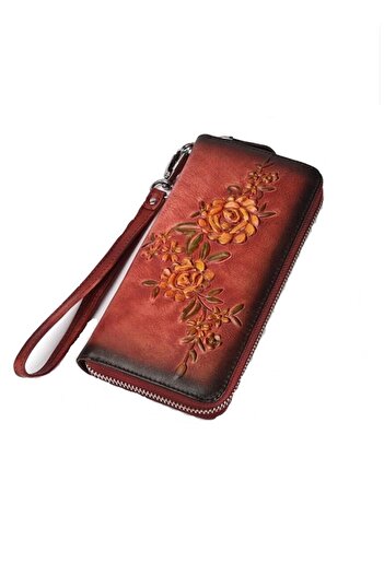 OEM Dancing Dahlia genuine leather wallet, Red