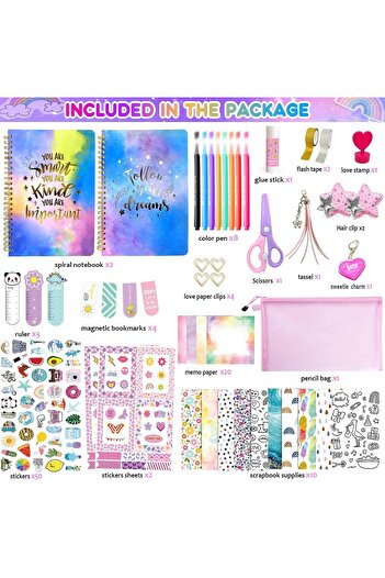 Lumely Journal Kit for Girls,150+Pcs Stationery Diary Set, Scrapbook Supplies kit,Old Girl Birthday Gift