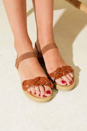 ALMİNA Knitted Detailed Women's Sandals