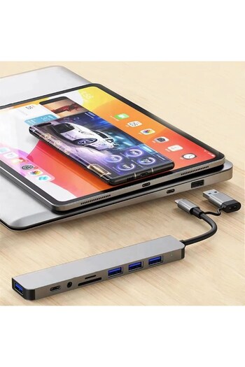 Light up 8 in 1 USB Converter Notebook MacBook Type-C Compatible Image Transmitter Hub