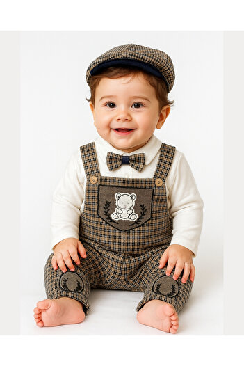 BYMURAT BABY Baby Boy Stylish Romper Set Bow Tie Bodysuit and Cap Hat 0-12 Months