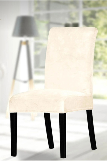 ÖZMAKAN Velvet Chair Cover, Cover, Cream Color