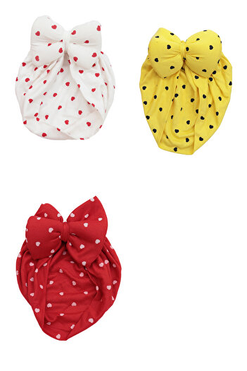 Sitilin Baby Double Layer Bowknot Bonnet Bandana 100% Cotton, Newborn and 0–12 Months Compatible Skin Friendly