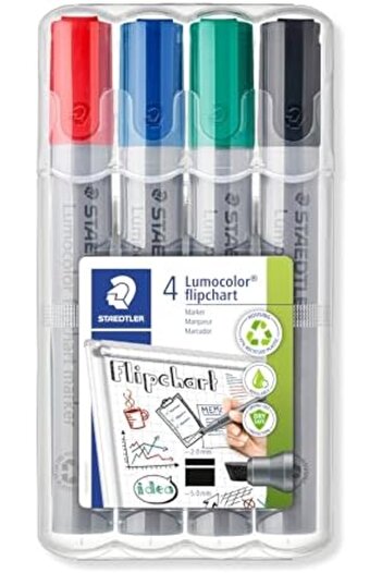 STOREMAX قلم تحديد للوح الفلاش snShop 356 B Wp4 Lumocolor برأس مقطوع، 4 قطع 467437