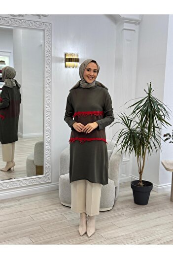 MissWhence Knitwear Tunic Khaki Miss 248