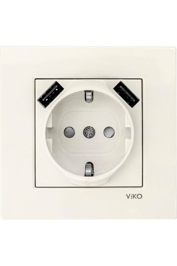 STOREMAX Sellbuyst Karre Krem 2 USB Grounded Socket Trendy 266450